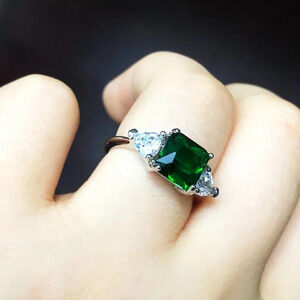 🎀Dainty Square Gemstone Zircon Princess Cut Green Rings for Women, EVGG1240